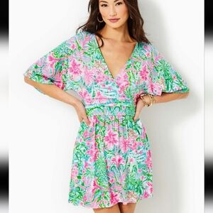 NWT Lilly Pulitzer Parigi Skort Romper Amalfi Blue Leaf It Wild SIZE XL